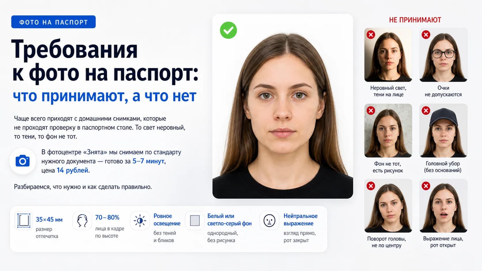 Требования к фото на паспорт: что принимают, а что нет
