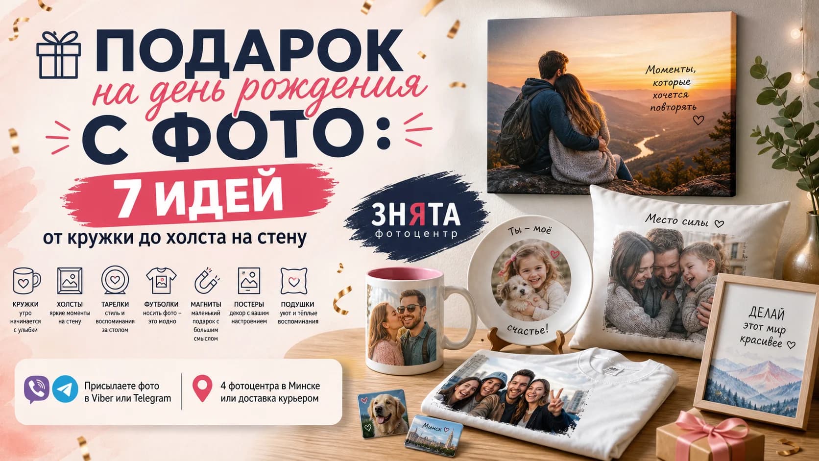 Подарок на день рождения с фото: 7 идей от кружки до холста на стену