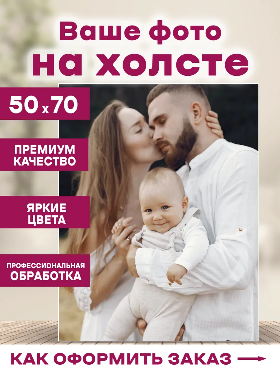 Картина по фото на холсте 50х70 семейный портрет — фото 1