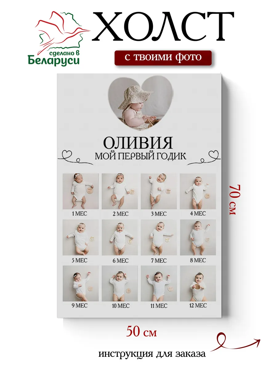 Картина по фото на холсте 50х70 с младенцем — фото 1