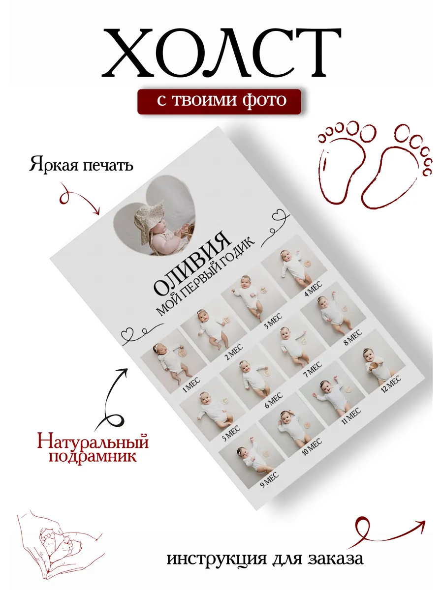 Картина по фото на холсте 50х70 с младенцем — фото 2