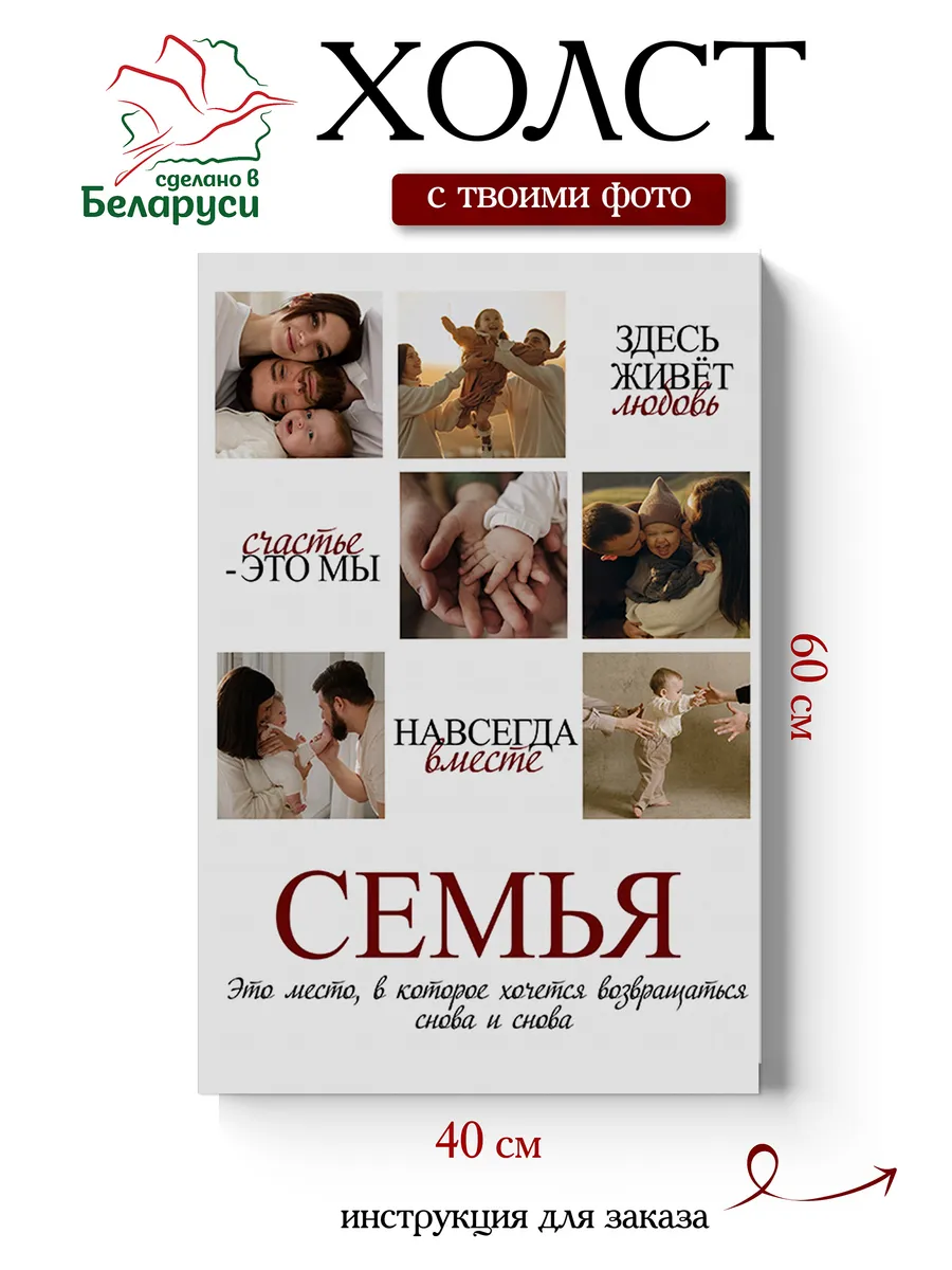 Картина по фото на холсте 40х60 семье — фото 1