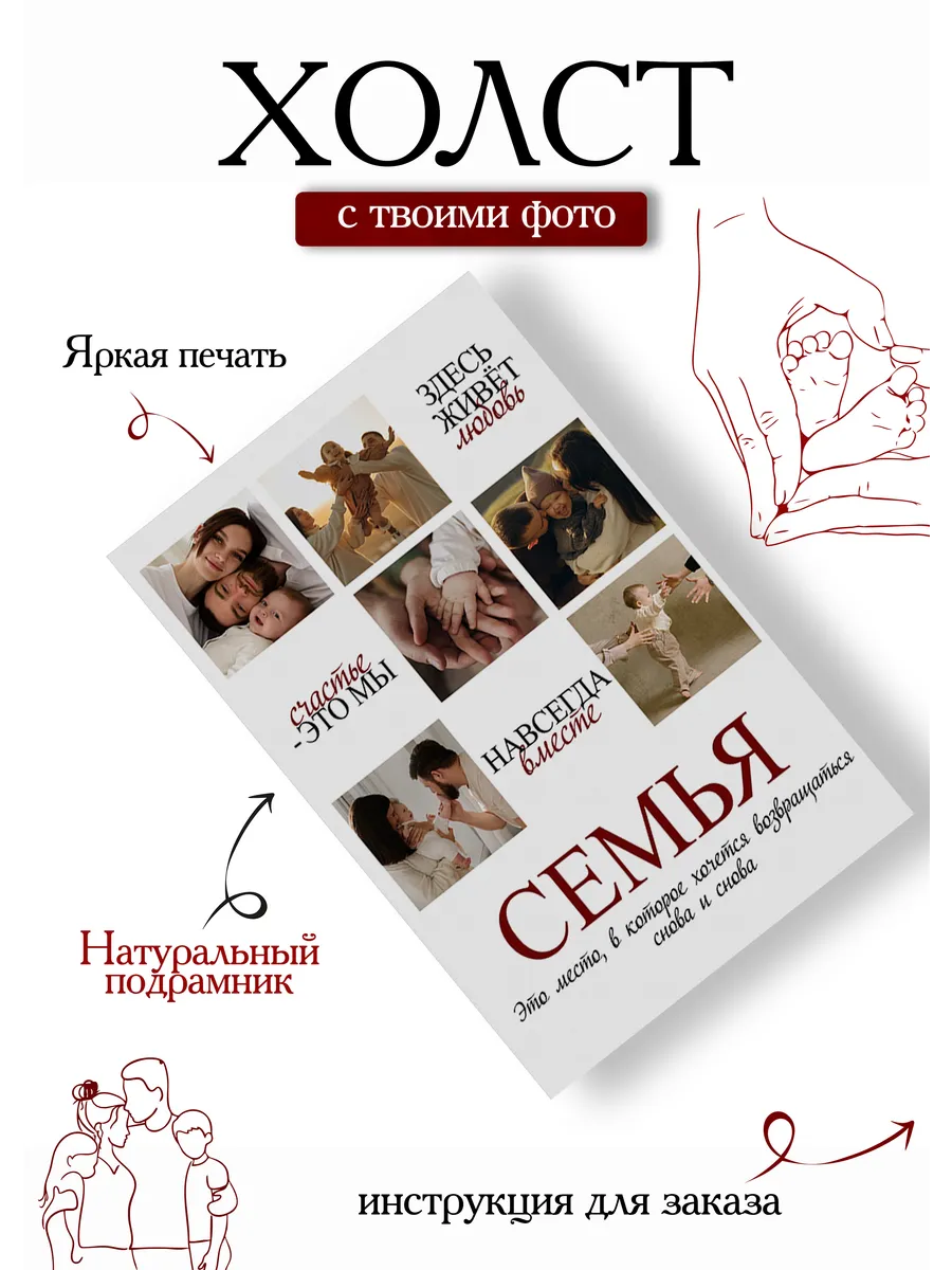 Картина по фото на холсте 40х60 семье — фото 2