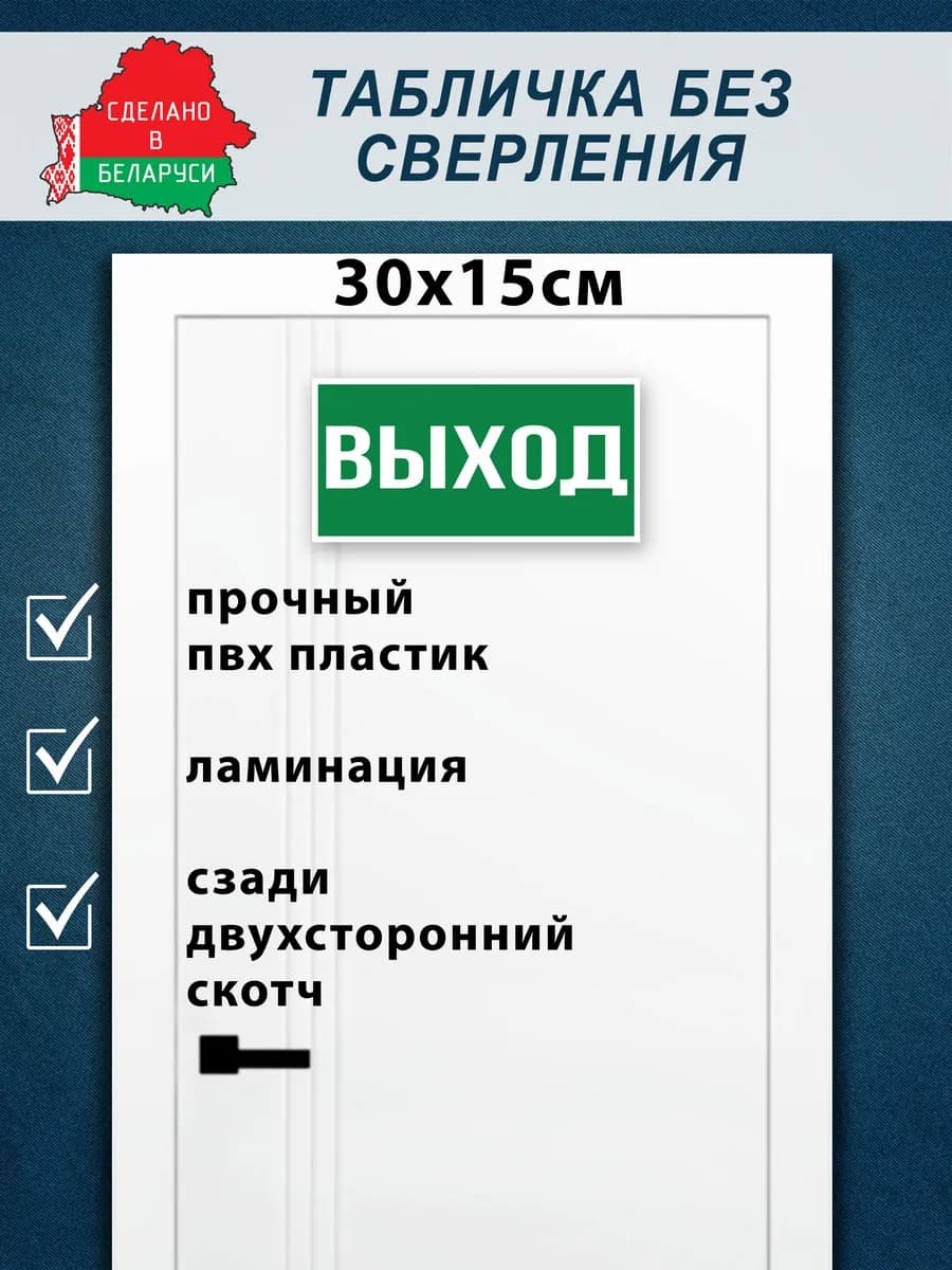 Табличка на дверь Выход 30х15 см — фото 2
