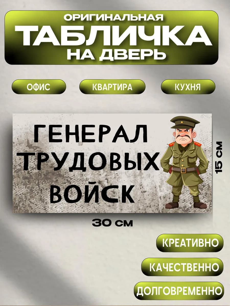 Табличка на дверь «генерал трудовых войск» 30х15 — фото 1