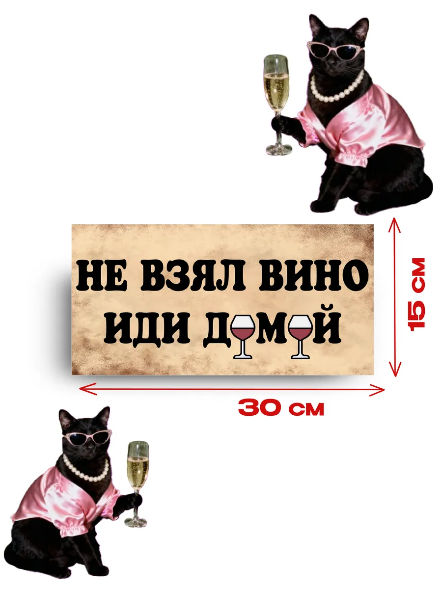 Табличка на дверь «не взял вино — не входи» 30х15 — фото 3